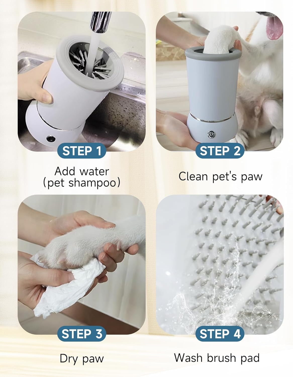 360° Electric Pet Paw Washer – Rechargeable Silicone Dog Paw Cleaner Cup