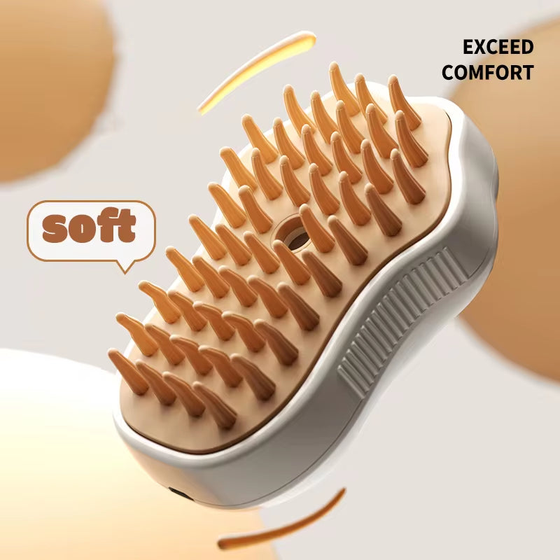 Electric Steaming Cat & Dog Brush – 3-in-1 Pet Hair Remover & Massage Grooming Comb