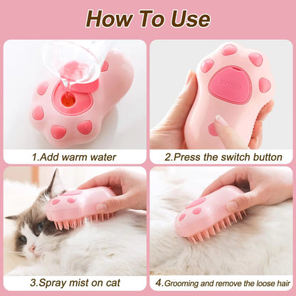 Electric Steaming Cat & Dog Brush – 3-in-1 Pet Hair Remover & Massage Grooming Comb