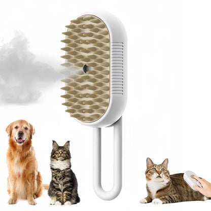 Electric Steaming Cat & Dog Brush – 3-in-1 Pet Hair Remover & Massage Grooming Comb