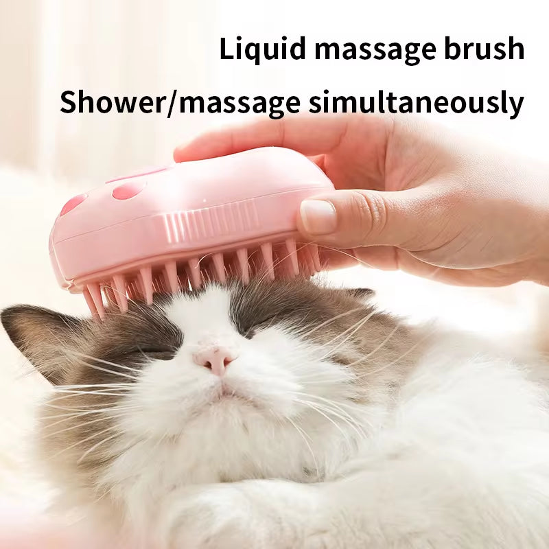 Electric Steaming Cat & Dog Brush – 3-in-1 Pet Hair Remover & Massage Grooming Comb