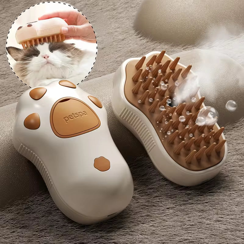 Electric Steaming Cat & Dog Brush – 3-in-1 Pet Hair Remover & Massage Grooming Comb